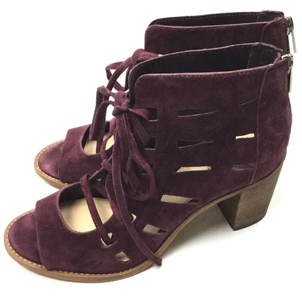 Vince Camuto Purple Suede Open Toe Booties 8.5M‎